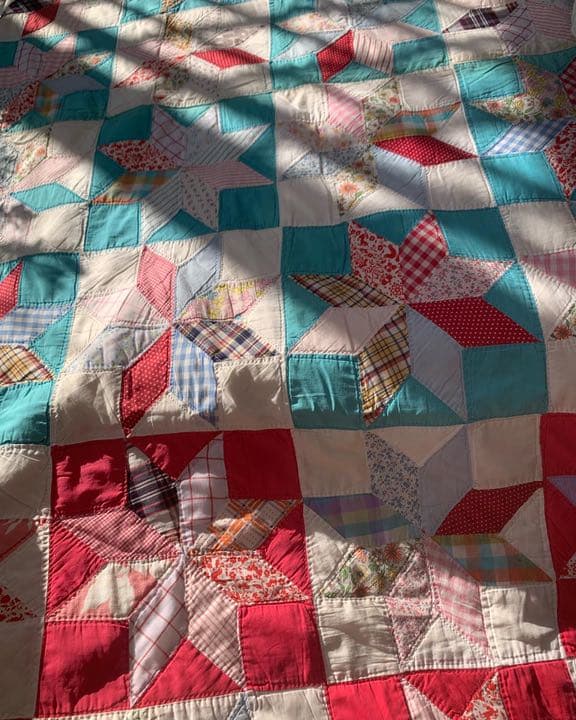 アンティーク　パッチワーク　キルト  フィードサック　美品