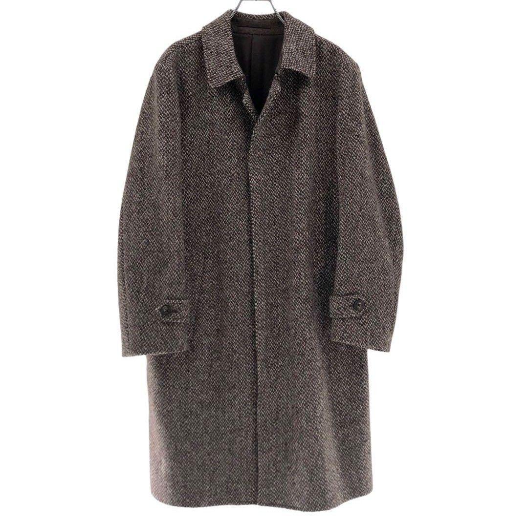 美品 パパス チェスターコート ステンカラーコート ツイード ブラウン