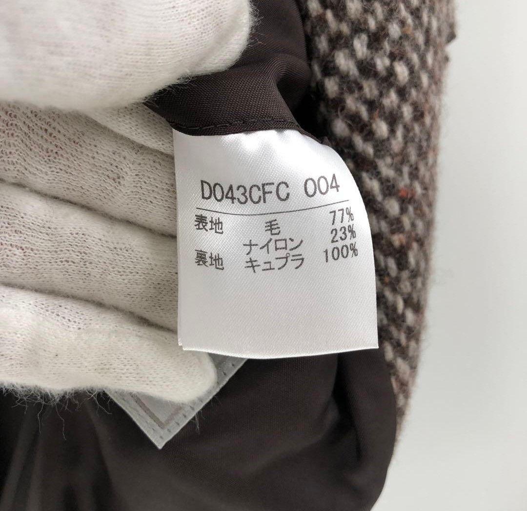 美品 パパス チェスターコート ステンカラーコート ツイード ブラウン