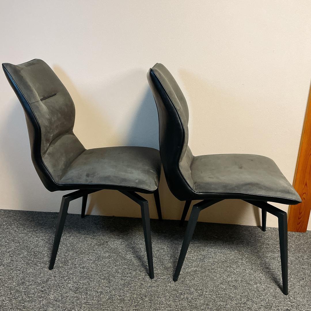 ４脚　セラミクス GY ラウンドチェア　オートリターン式　回転　ダイニングチェア