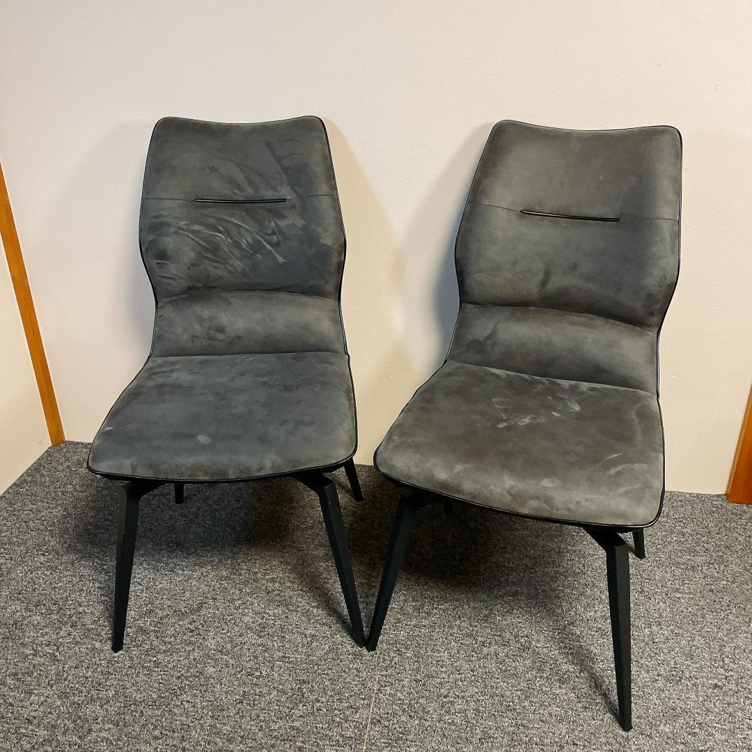 ４脚　セラミクス GY ラウンドチェア　オートリターン式　回転　ダイニングチェア