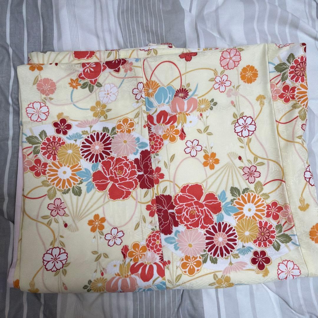 美品 七五三 四つ身 着物 女の子 7歳 花柄 和服）