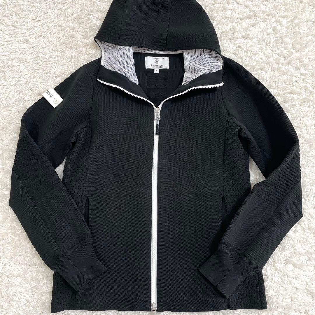 未使用級 ブリーフィングゴルフ ニットパーカー バックロゴ S レディース 黒