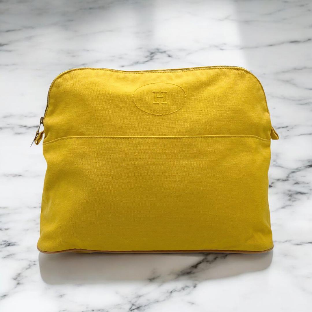 美品✨ エルメス キャンバス ボリードポーチ TGM イエロー