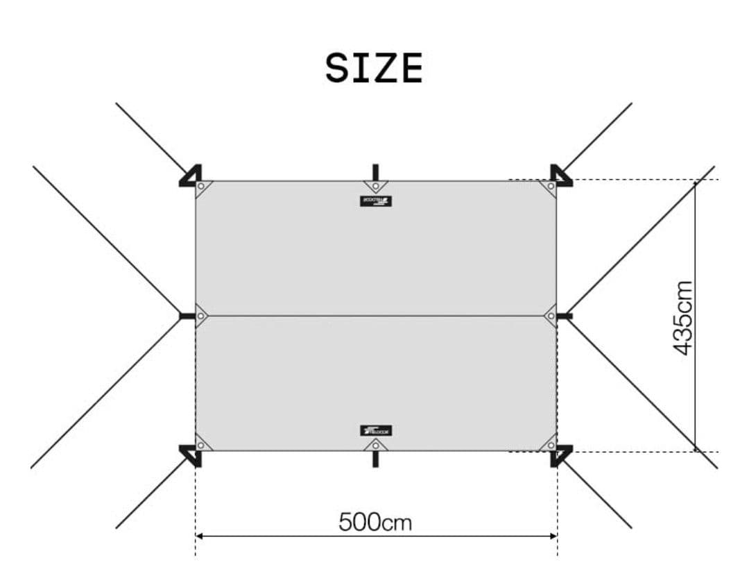 レクタタープTCカーキ(約)435cm×500cm ポリコットンタープ