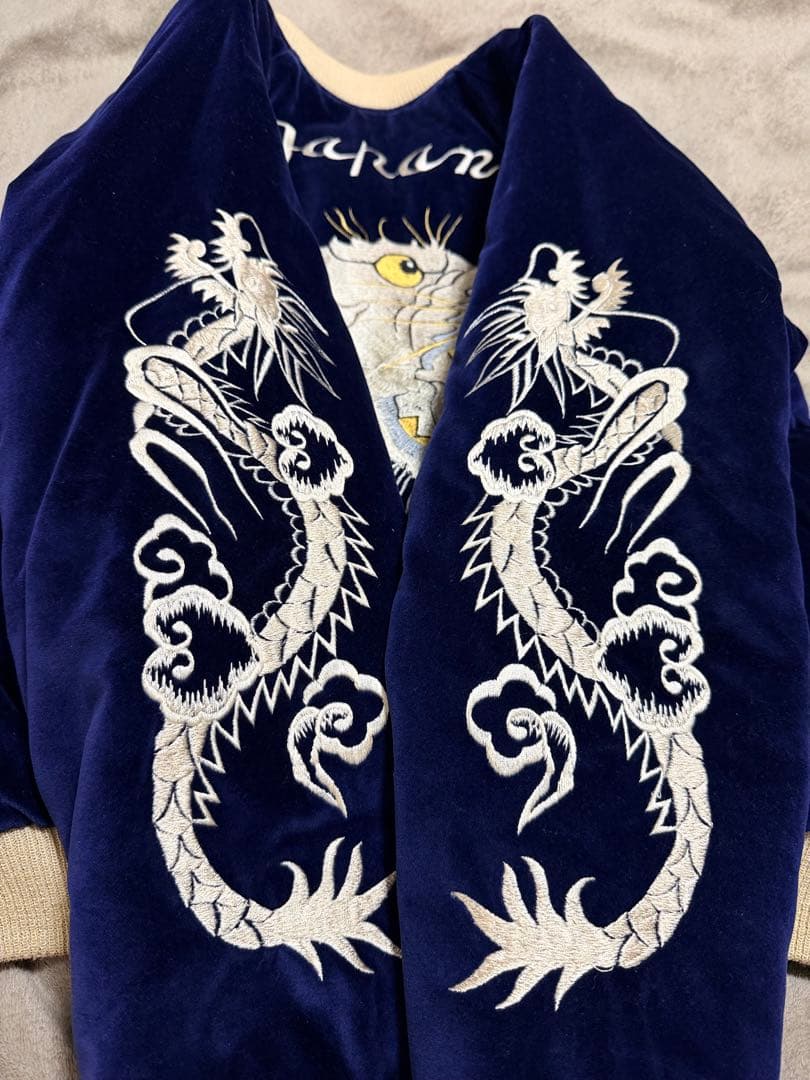 美品 テーラー東洋 2面用 虎龍鷲 地図 日本限定 スカジャン 別珍 サテン