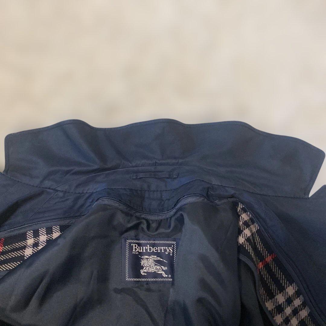 burberrys'ステンカラーコート ノバチェック 濃紺