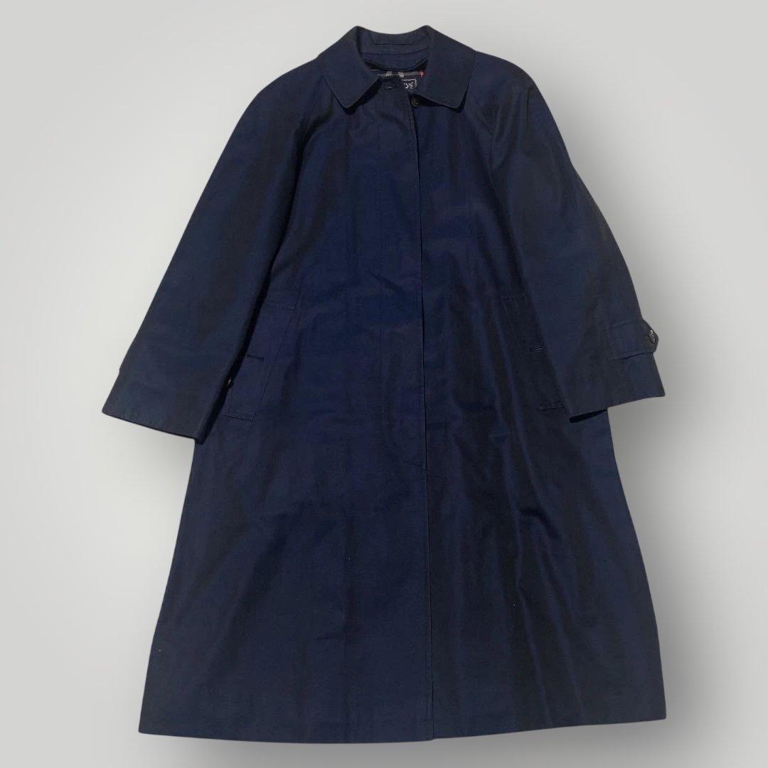 burberrys'ステンカラーコート ノバチェック 濃紺