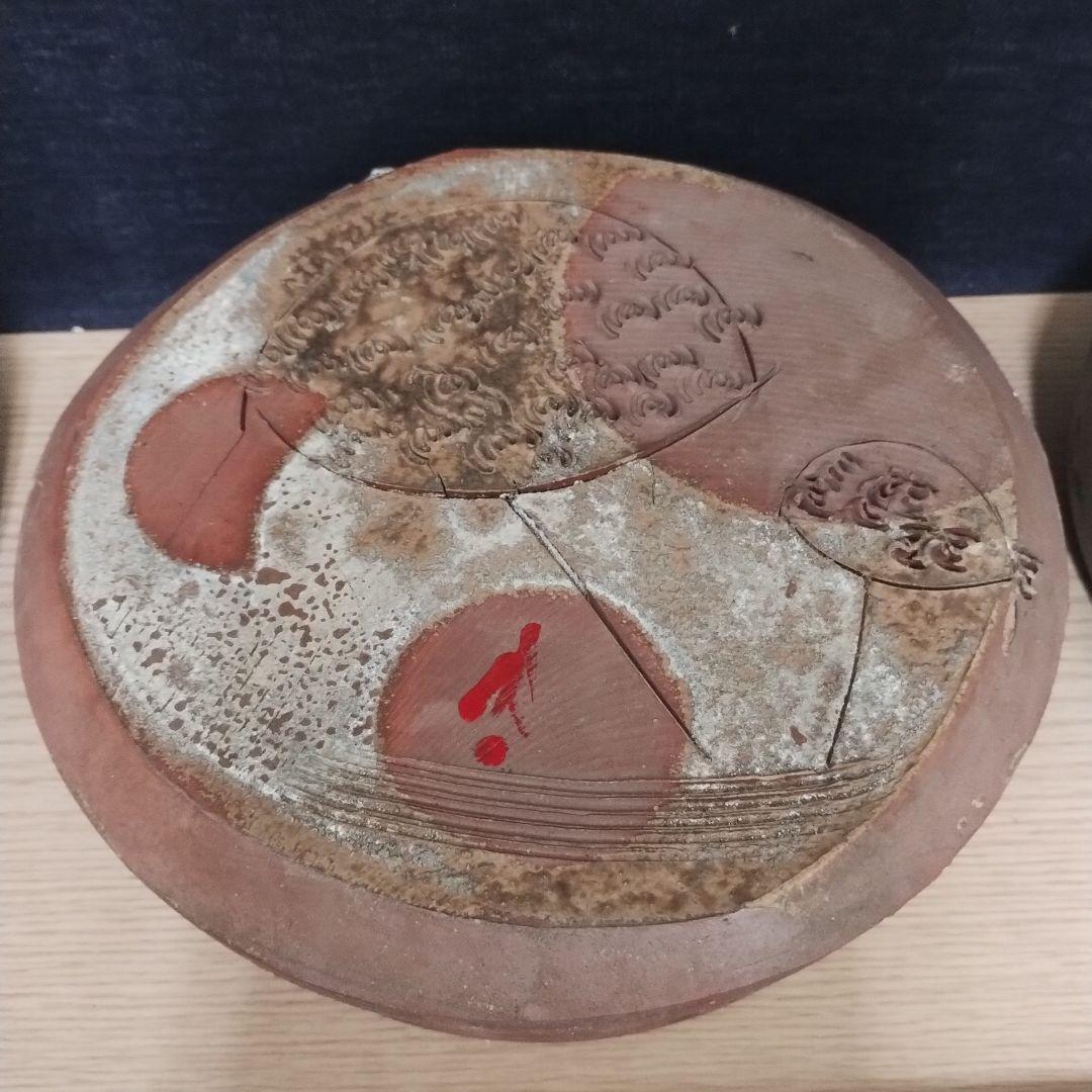 備前焼 藤原雄 陶板 花のささやき ３点セット 金属プレート付き