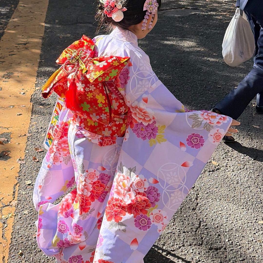 七五三★7才女の子用着物セット★115-125cm★髪飾り付き
