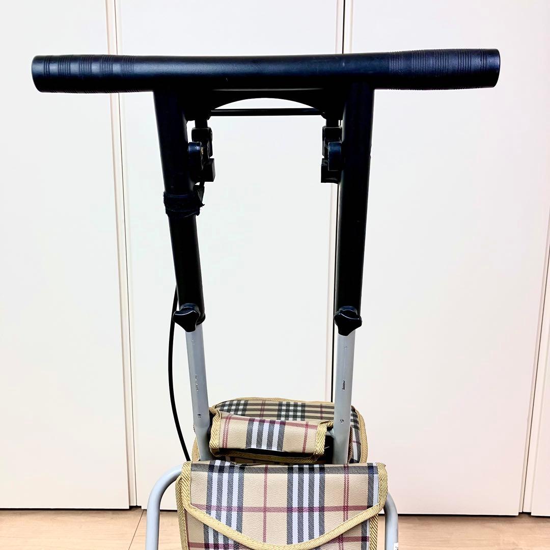 幸和製作所　Lively　座れるシルバーカー　折りたたみ　ベージュ　チェック柄