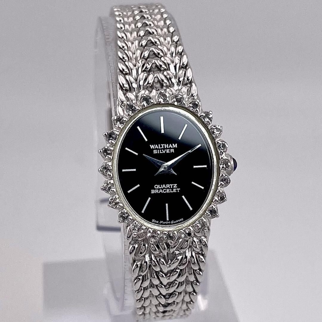 【新品電池/稼働】SV925/24P ウォルサム マキシム ダイヤベゼル 時計