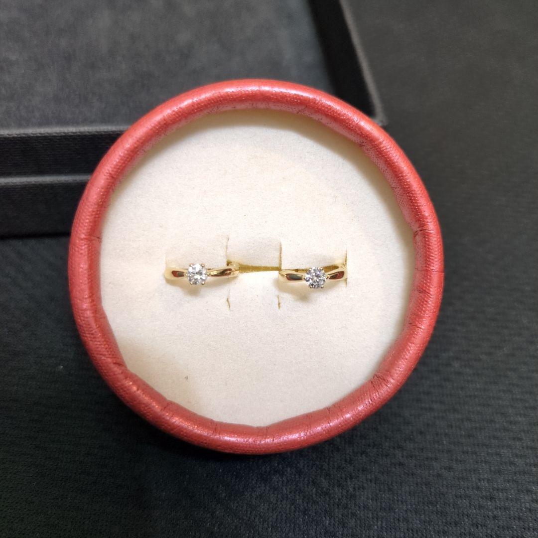 k18yg ダイヤモンド0.1✕2合計0.2 フープピアス