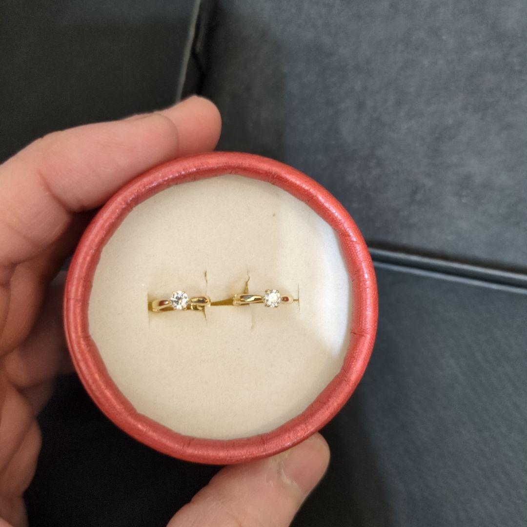 k18yg ダイヤモンド0.1✕2合計0.2 フープピアス