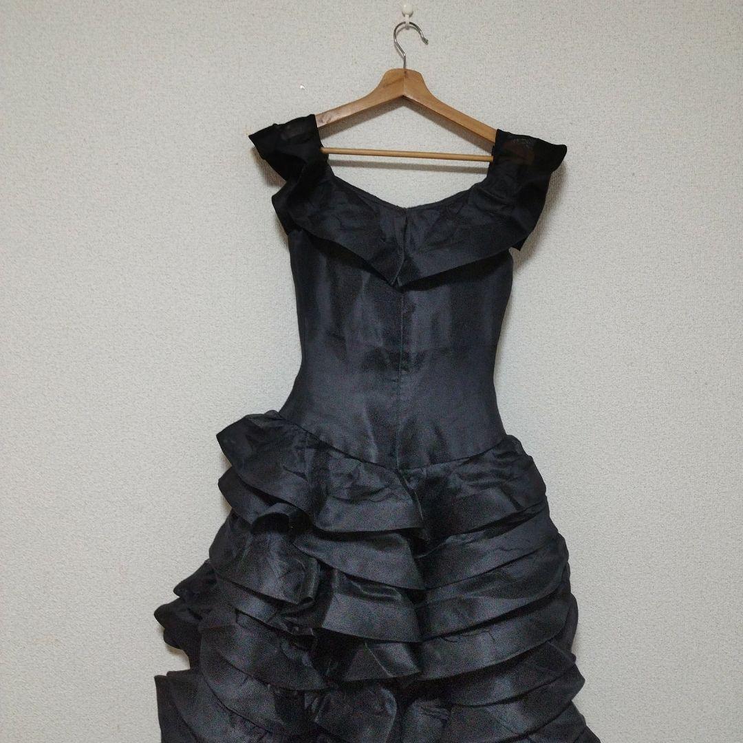 オスカーデラレンタ ドレス ブラック フリル アシンメトリー