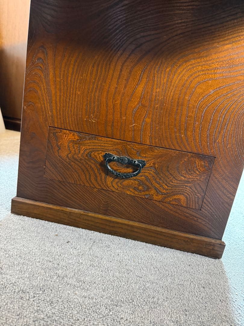 引取限定！　銅製火鉢付 囲炉裏テーブル 昭和レトロ 木製 当時物　現状品