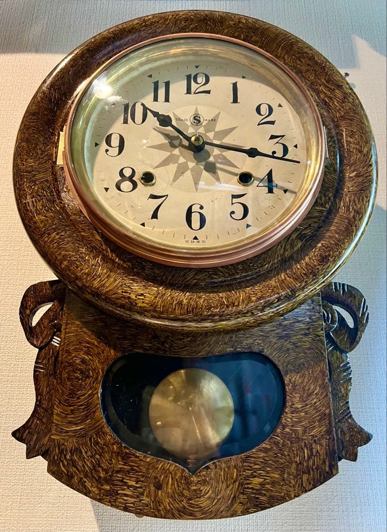 舘本振り子時計ゼンマイ掛け時計柱時計ボンボン時計古時計　稼働品