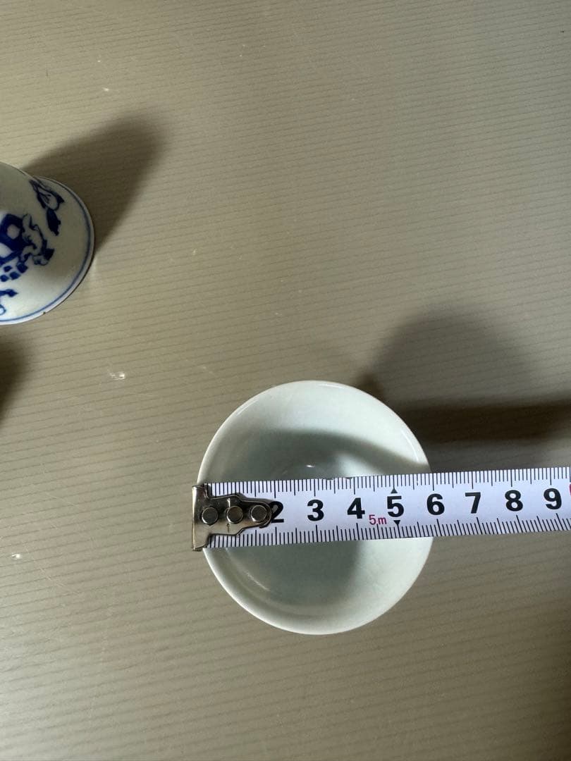 2388  九谷焼　染付　青花　猪口　5客　時代物