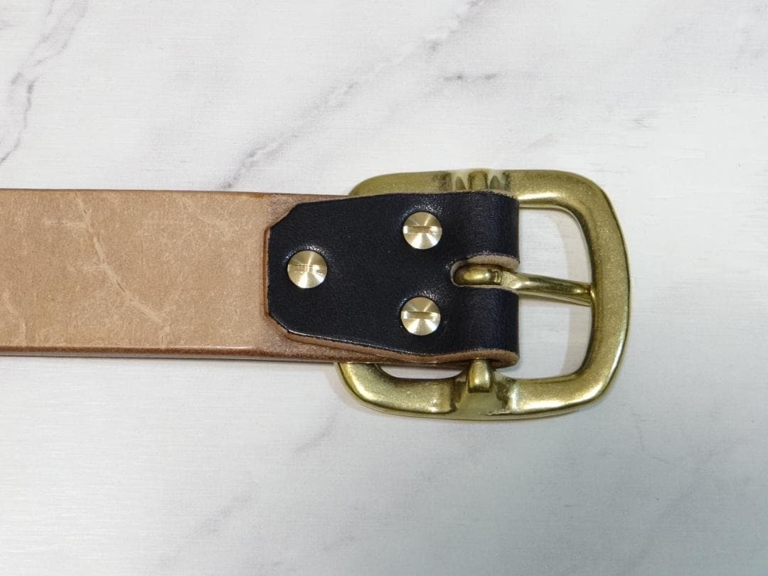 6ミリ厚多脂革ブラック茶芯ベルトG3バックル 極厚ベルト