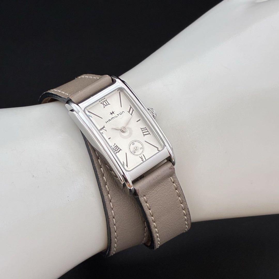 【貴重】ハミルトン/H112210/18㎜/クオーツ/レディース腕時計/スクエア