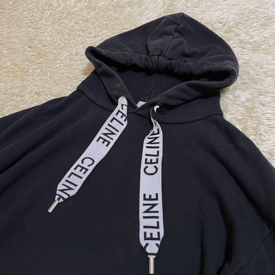 セリーヌ ルーズ フーディー プルオーバー パーカー 紐ロゴ サイズL