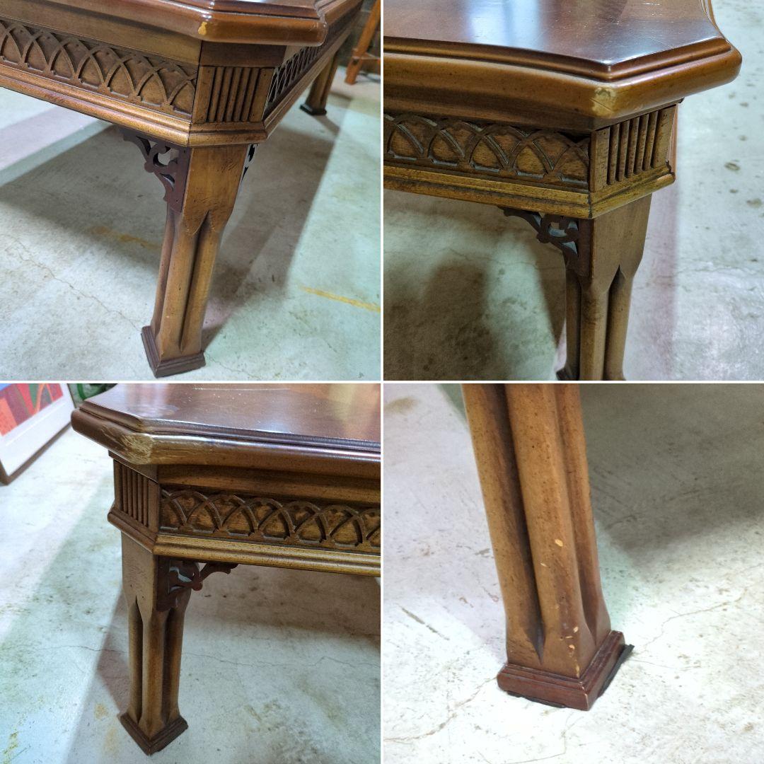 レア ビンテージ ★LANE レーン◆ USA製 センターテーブル 木製 木彫刻