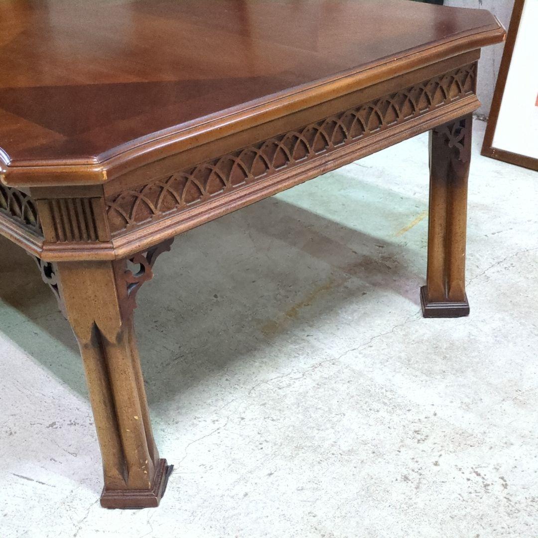 レア ビンテージ ★LANE レーン◆ USA製 センターテーブル 木製 木彫刻