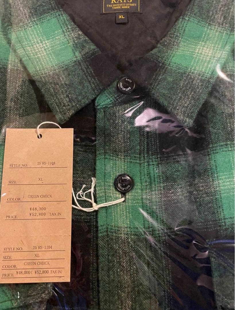 トップス RATS WOOL CHECK SHIRT JKT XL