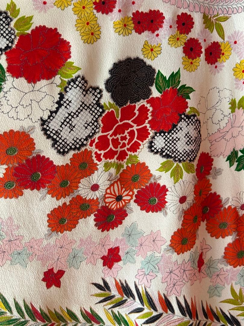 7歳　七五三　アンティーク正絹着物、帯、帯揚げ、帯締め　しごきのセット