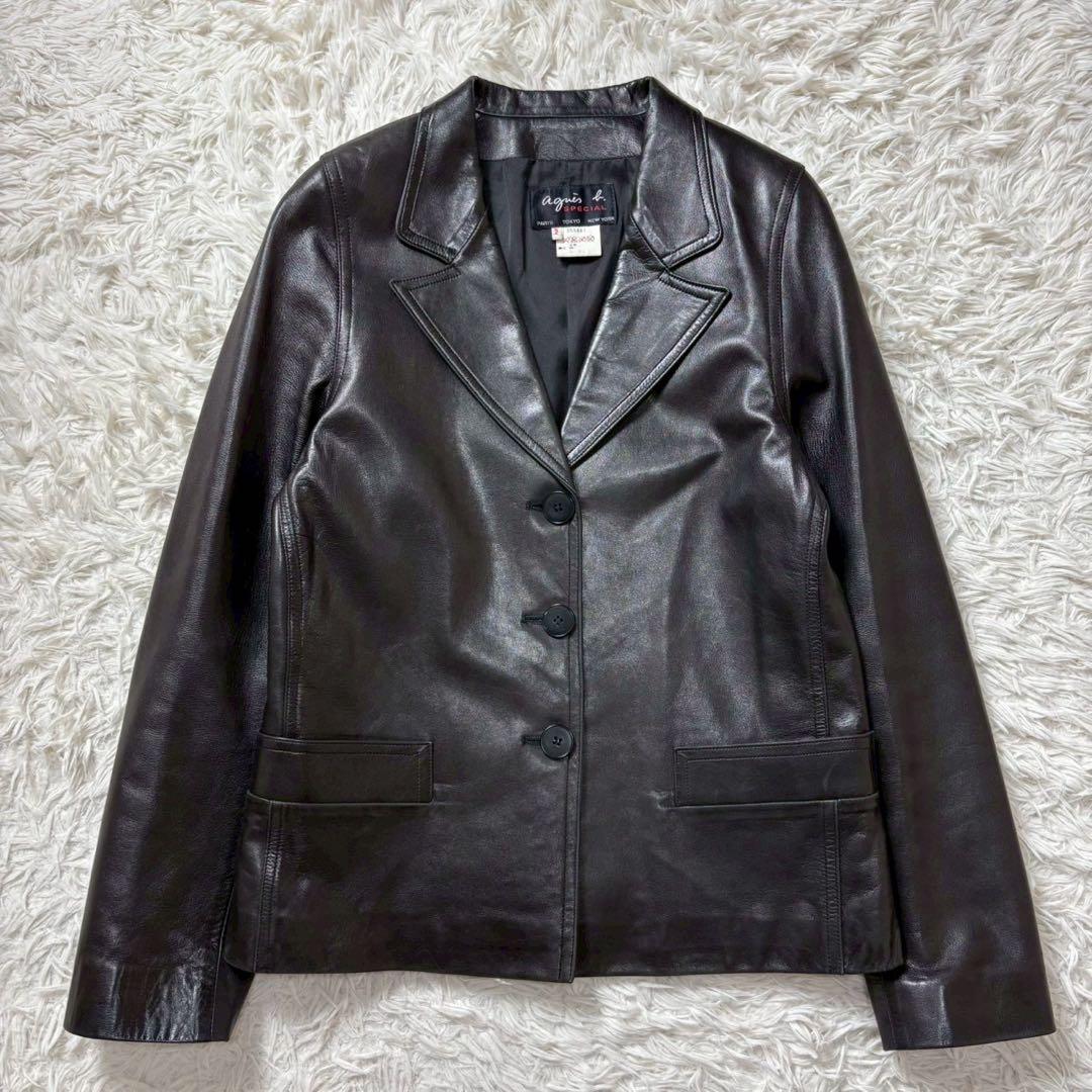 美品　アニエスベー　フランス製　ラムレザージャケット　テーラード