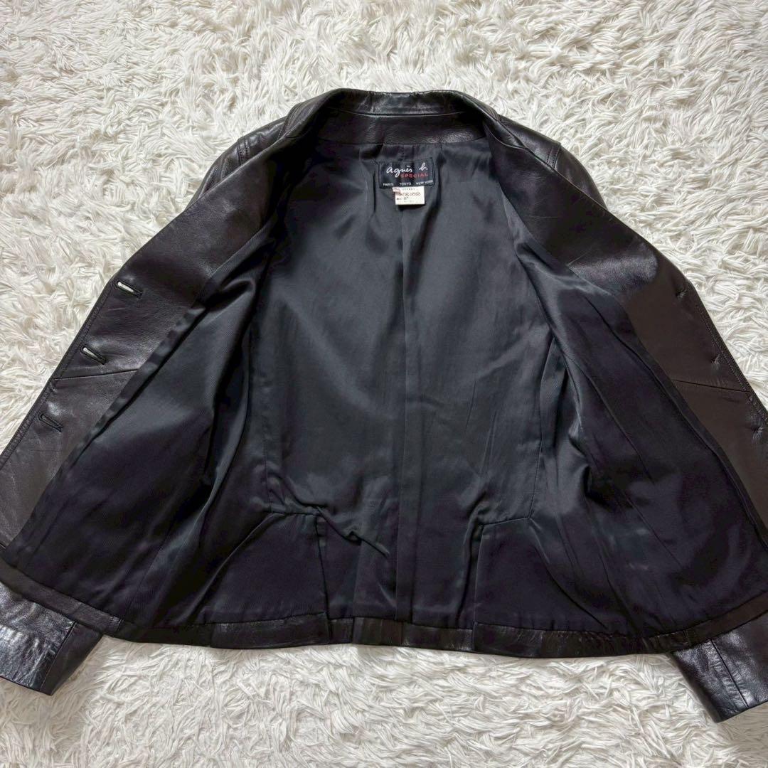 美品　アニエスベー　フランス製　ラムレザージャケット　テーラード