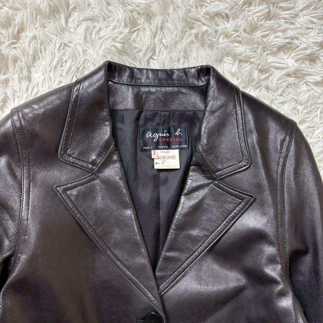 美品　アニエスベー　フランス製　ラムレザージャケット　テーラード