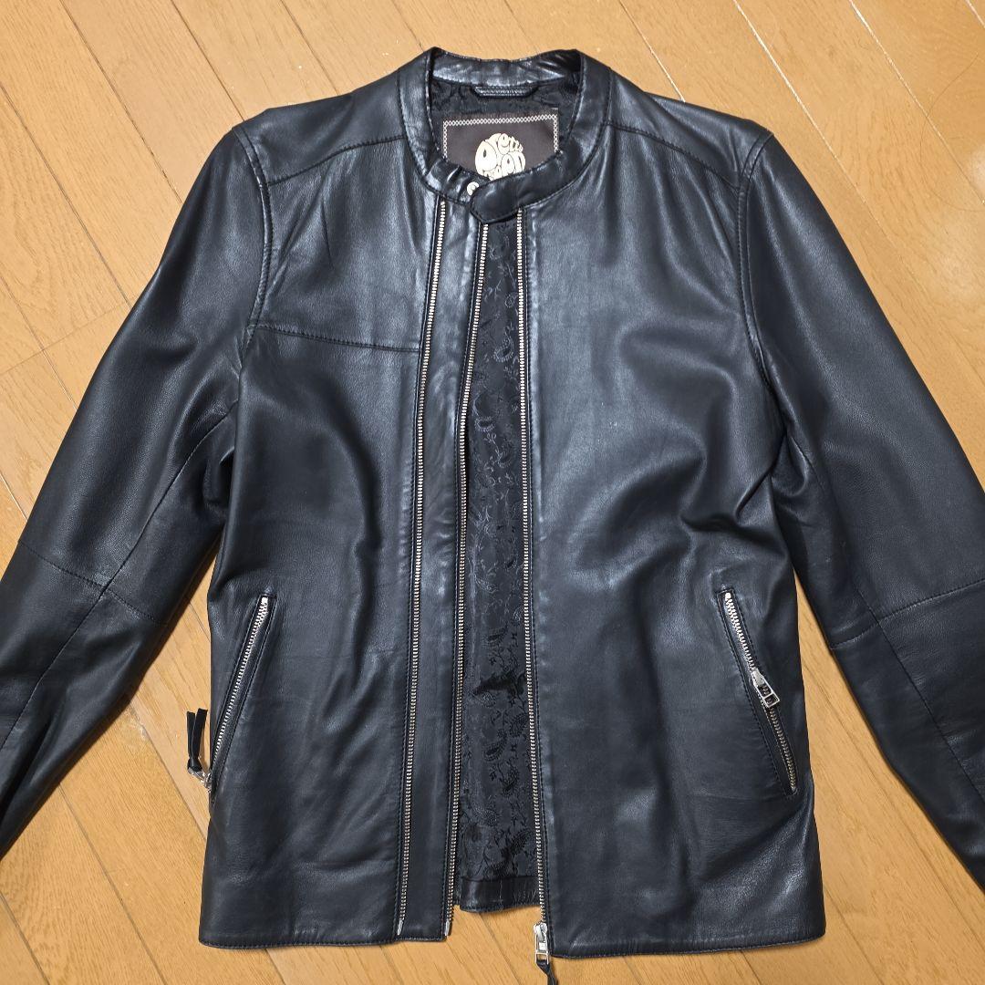 Pretty Green 黒 レザー シングルライダースジャケット サイズ2羊革