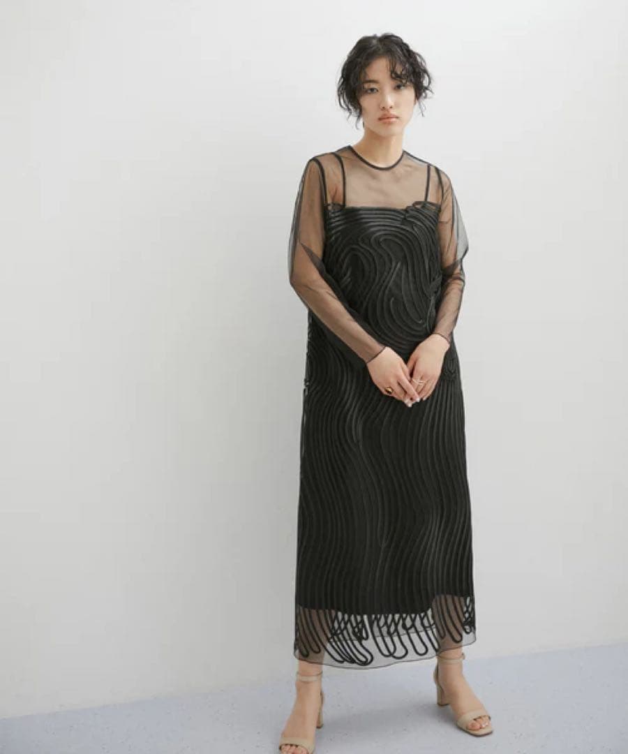 オケージョン 結婚式 ADAM ET ROPE' アダムエロペ ワンピース 黒