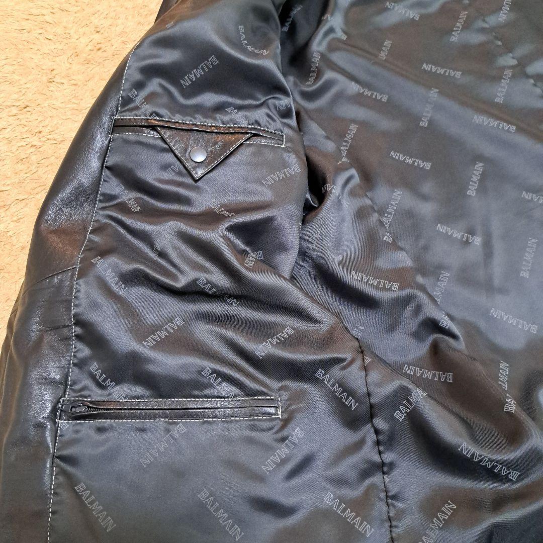 BALMAIN 黒ラムレザーレザージャケット Mサイズ