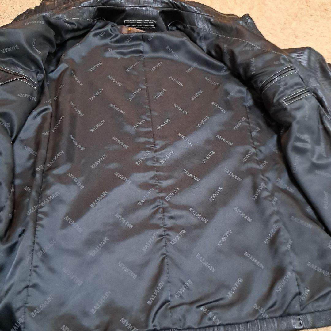 BALMAIN 黒ラムレザーレザージャケット Mサイズ