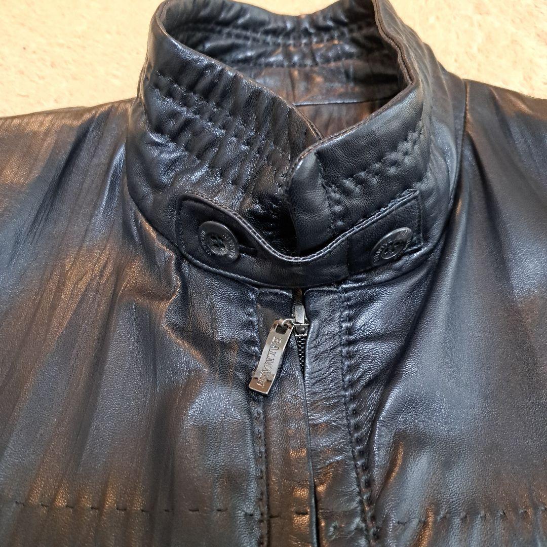 BALMAIN 黒ラムレザーレザージャケット Mサイズ
