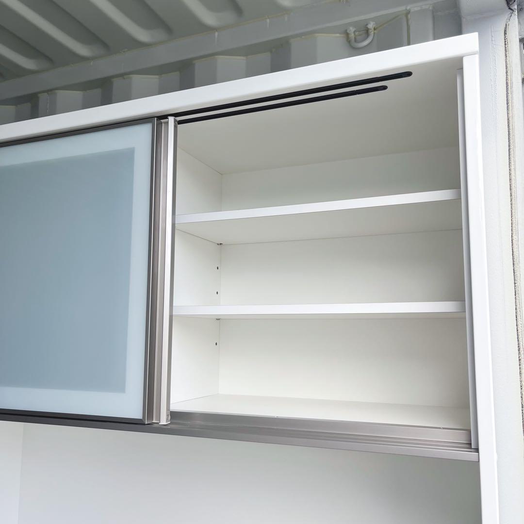 取付無料！ニトリ アルミナ2 w120 おしゃれホワイトキッチンボード 食器棚