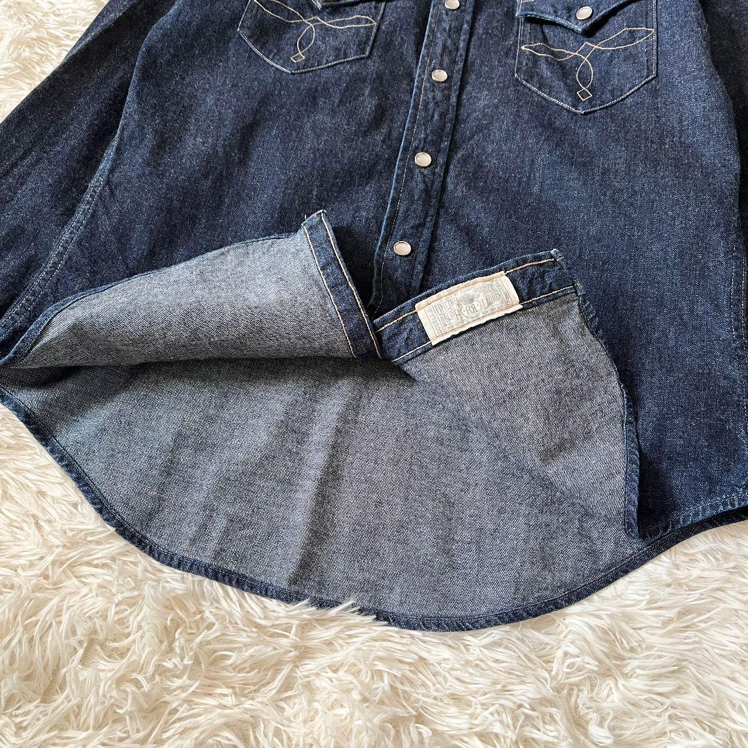 希少S RRL 天然インディゴ ウエスタンシャツ