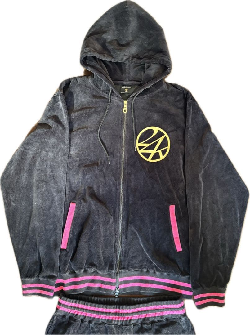 【未使用、美品】24karats セットアップ　ベロア　EXILE 黒　ピンク