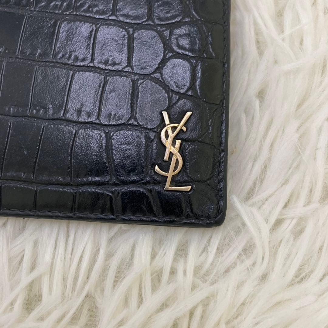 みんちあ様✨SAINT LAURENT マネークリップ　クロコ型押し　YSL 黒