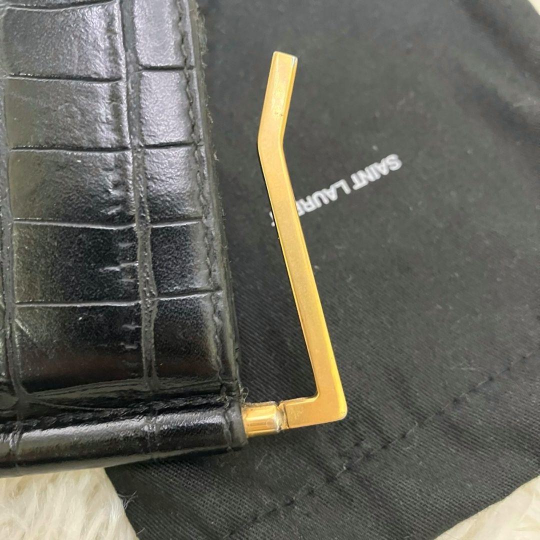 みんちあ様✨SAINT LAURENT マネークリップ　クロコ型押し　YSL 黒