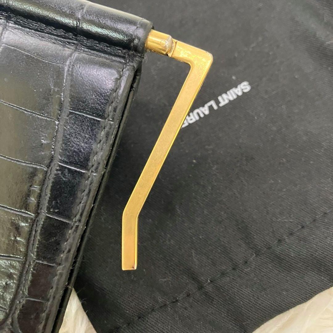 みんちあ様✨SAINT LAURENT マネークリップ　クロコ型押し　YSL 黒