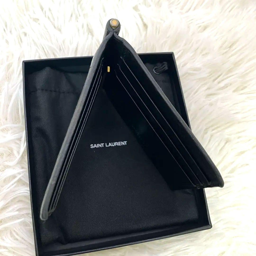 みんちあ様✨SAINT LAURENT マネークリップ　クロコ型押し　YSL 黒