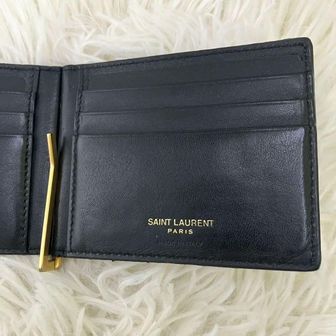 みんちあ様✨SAINT LAURENT マネークリップ　クロコ型押し　YSL 黒