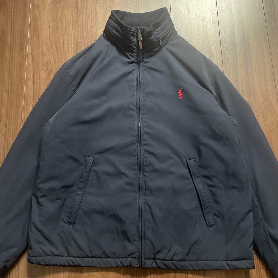 美品★ポロラルフローレン★中綿ブルゾン★赤ポニー★フード収納★L