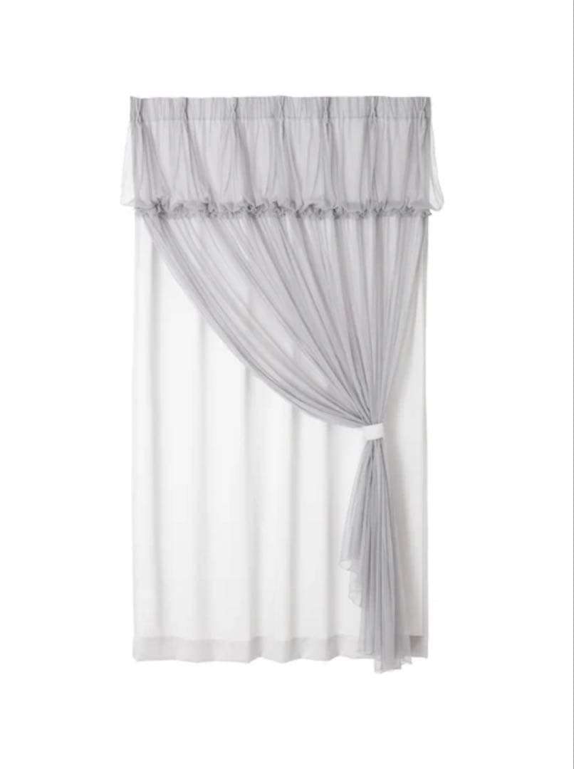 フランフランチュールバルーンダブルカーテン　H2000×W1000 ライトグレー