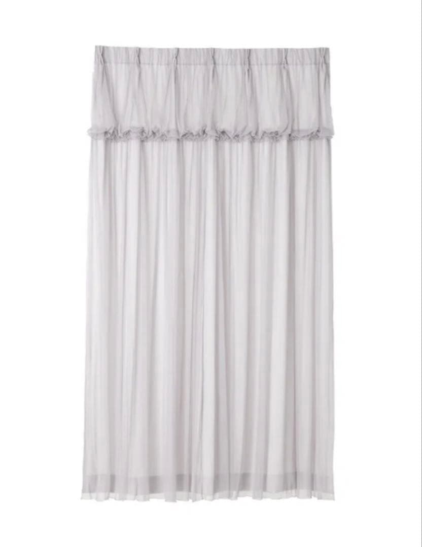 フランフランチュールバルーンダブルカーテン　H2000×W1000 ライトグレー