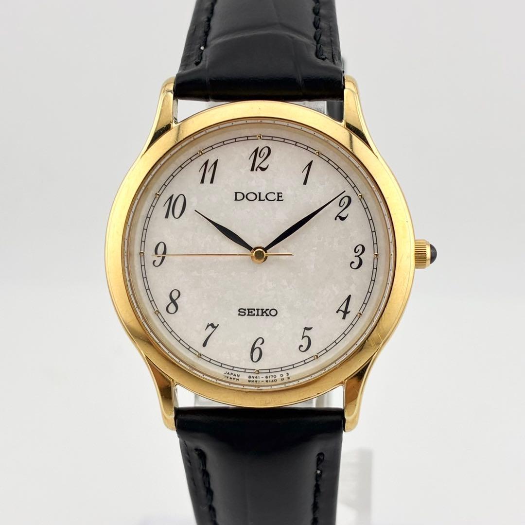 【希少/電池交換済】SEIKO　DOLCE　腕時計　新品ベルト　ゴールド