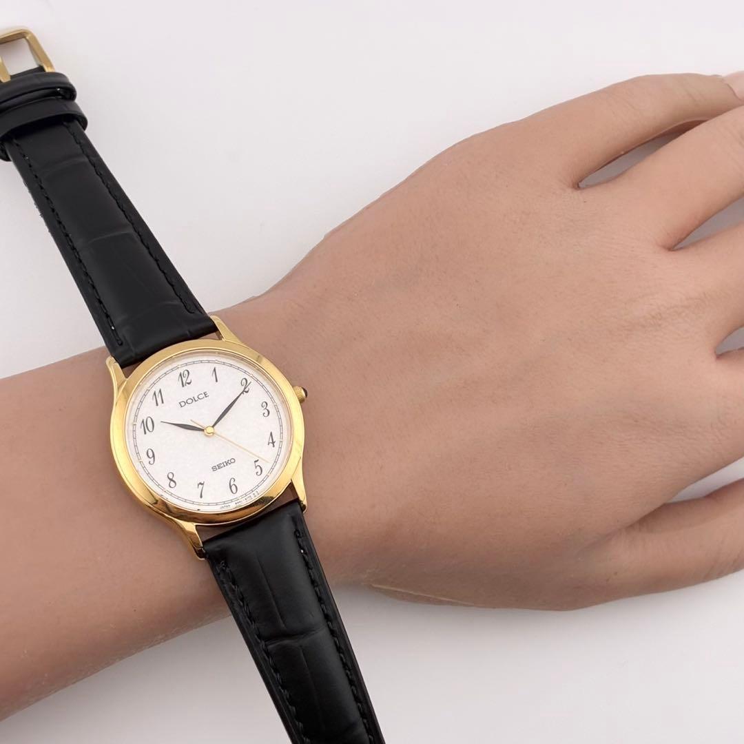 【希少/電池交換済】SEIKO　DOLCE　腕時計　新品ベルト　ゴールド